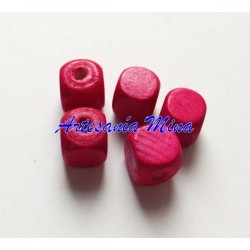 Cubo madera 10 x 9 mm fucsia