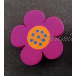 Flor madera 19 mm color fucsia