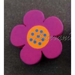 Flor madera 19 mm color fucsia