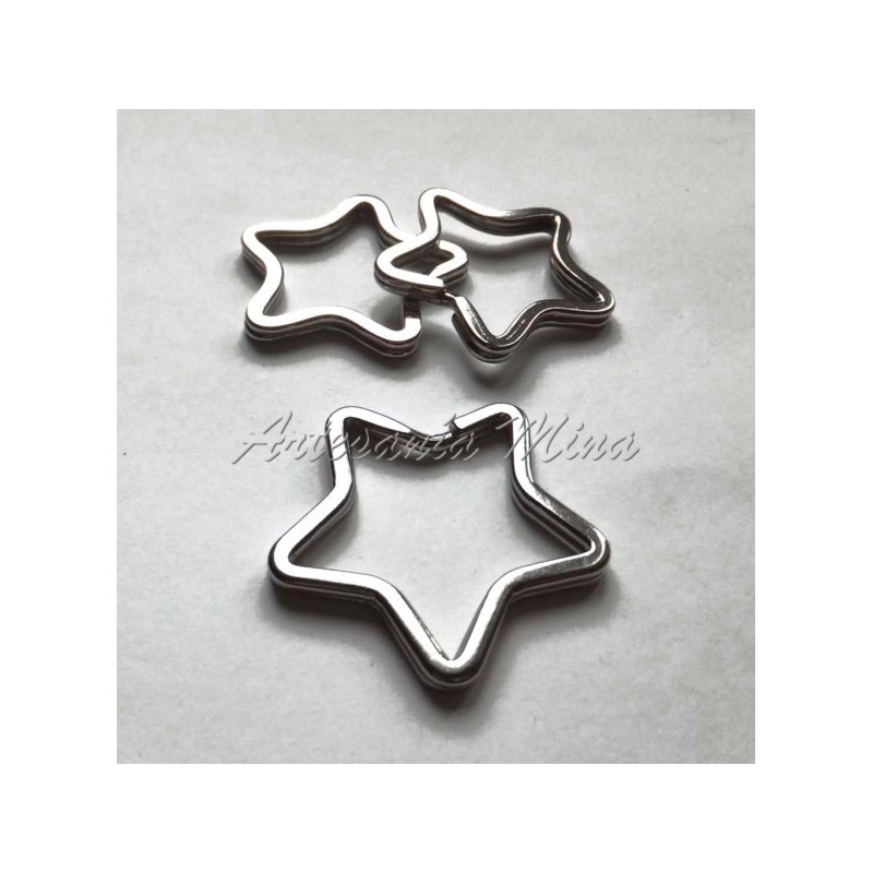 Anilla llavero 35 x 33 mm estrella plateado