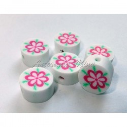 Círculo fimo con flor 10 mm