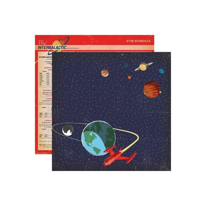 Papel scrapbooking 30x30 cm Space travel Academy Carta Bella