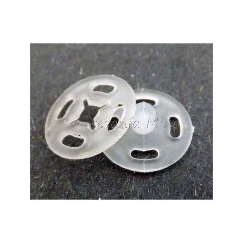 12 botones de presión de plástico a coser 13 mm - Transparente