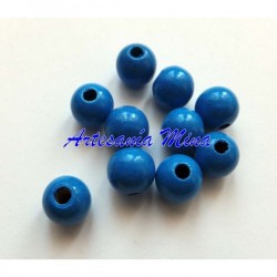 Bola madera 8 mm azul medio