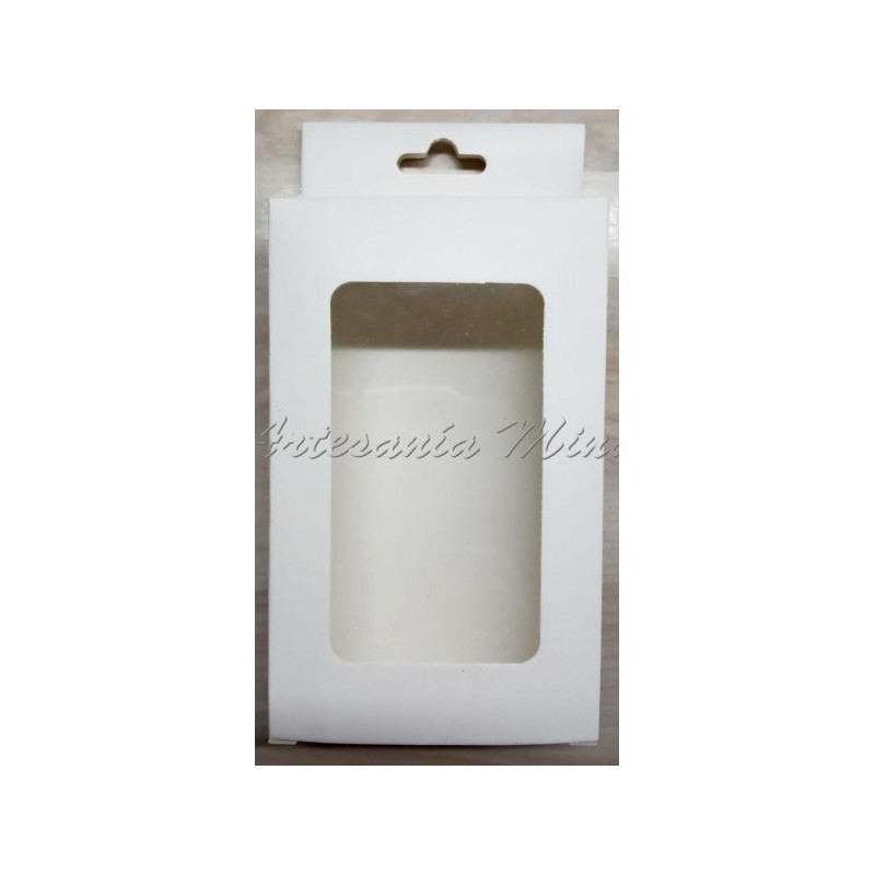 Caja cartón blanca 16 x 9 con visor transparente