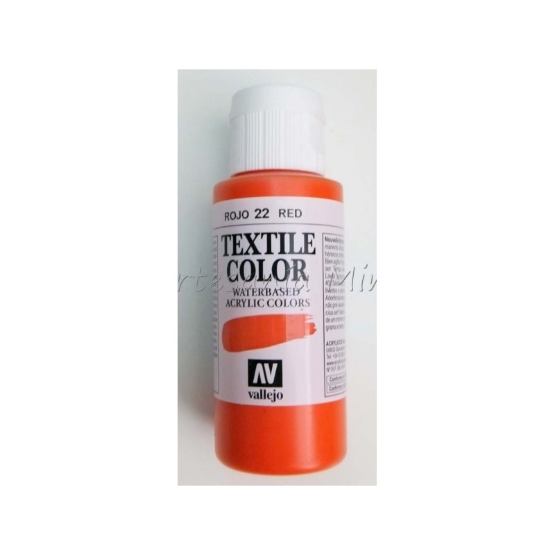 Pintura textil Vallejo color rojo 60 ml