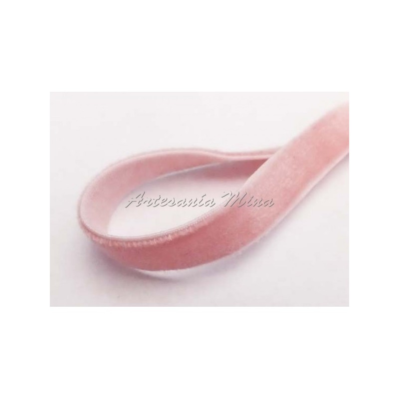 Cinta terciopelo elástica 10 mm rosa palo (0,50 metros)