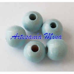 Bola madera 10 mm azul pastel