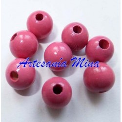 Bola madera 10 mm rosa medio