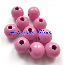 Bola de madera 10 mm rosa