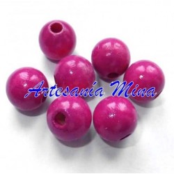 Bola madera 10 mm fucsia