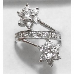 Anillo 2 flores circonitas