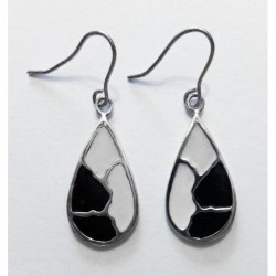 Pendientes gotas blanco/negro