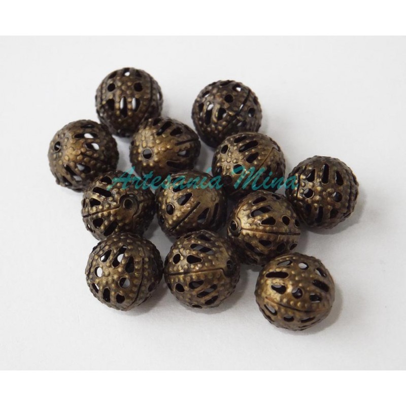 Bola metálica filigrana bronce 8 mm