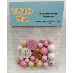 Cuentas madera lacadas mix...